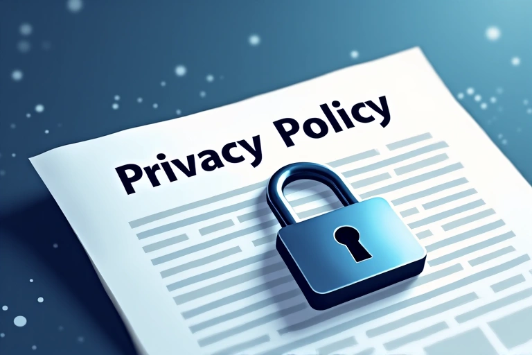 A privacy policy document with a lock icon, symbolizing data protection and security.